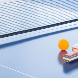 Close up padel or tennis racket and ball